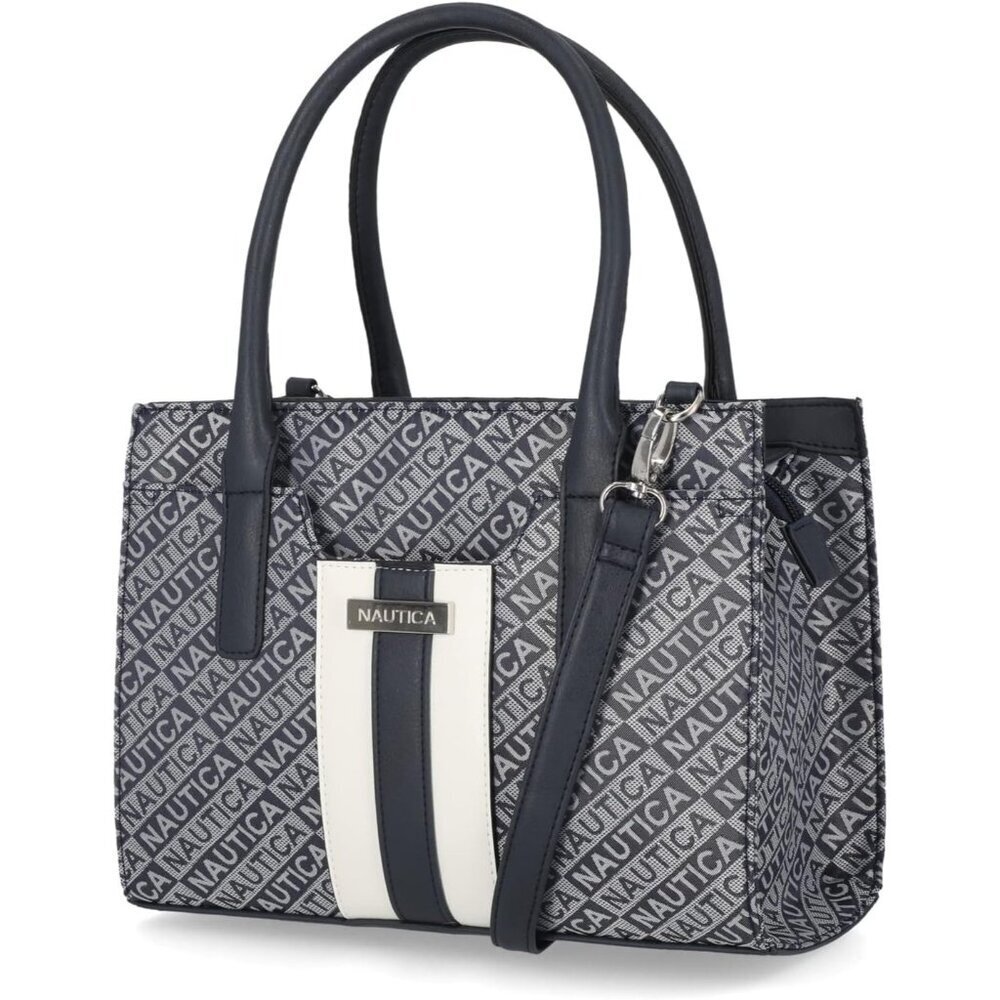 Nautica Women's Sandy Jr Satchel Indigo Jacquard Top Handle Removable Crossbody